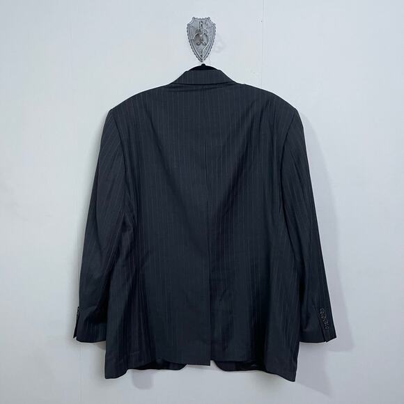 Lauren Ralph Lauren 44R green tag blazer 100% wool black gray stripe classic - Picture 5 of 11